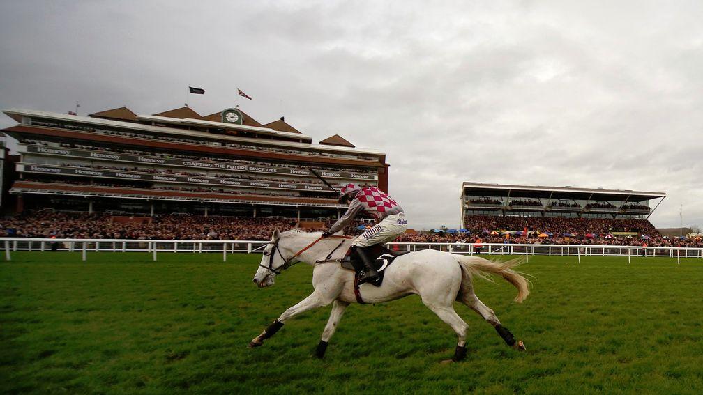 Smad Place gallops to victory under Wayne Hutchinson in the Hennessy Gold Cup - a new sponsor is likely to be needed after Saturday's race