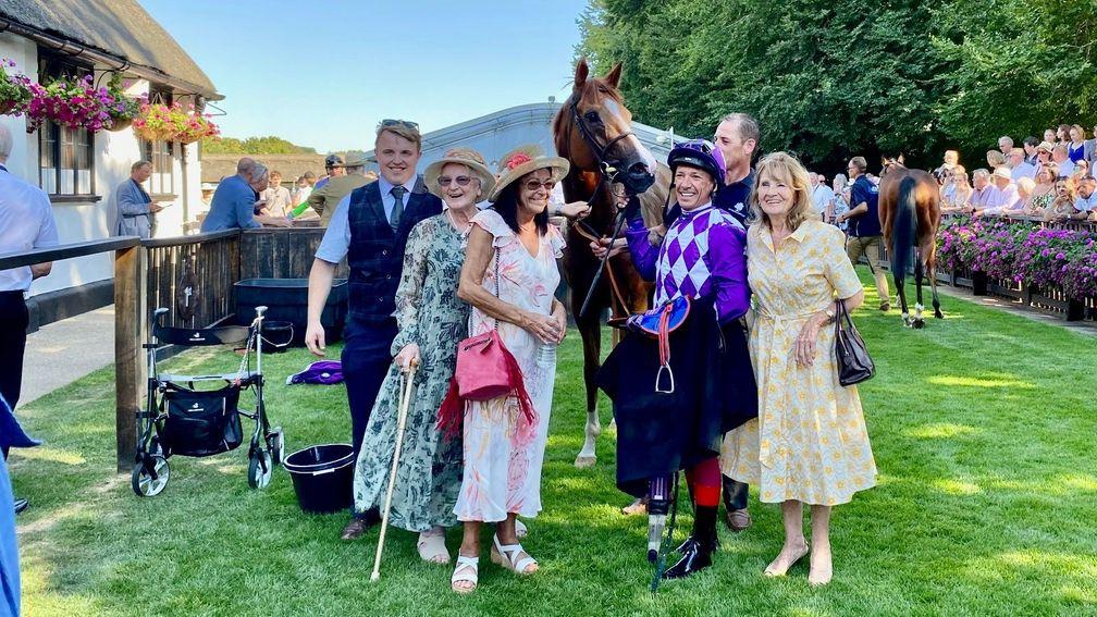 Mums Tipple and connections after his triumph on the July course