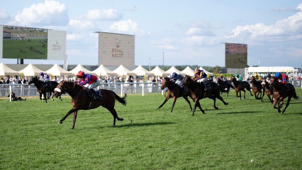 Big Evs surges clear in the Windsor Castle Stakes at Ascot