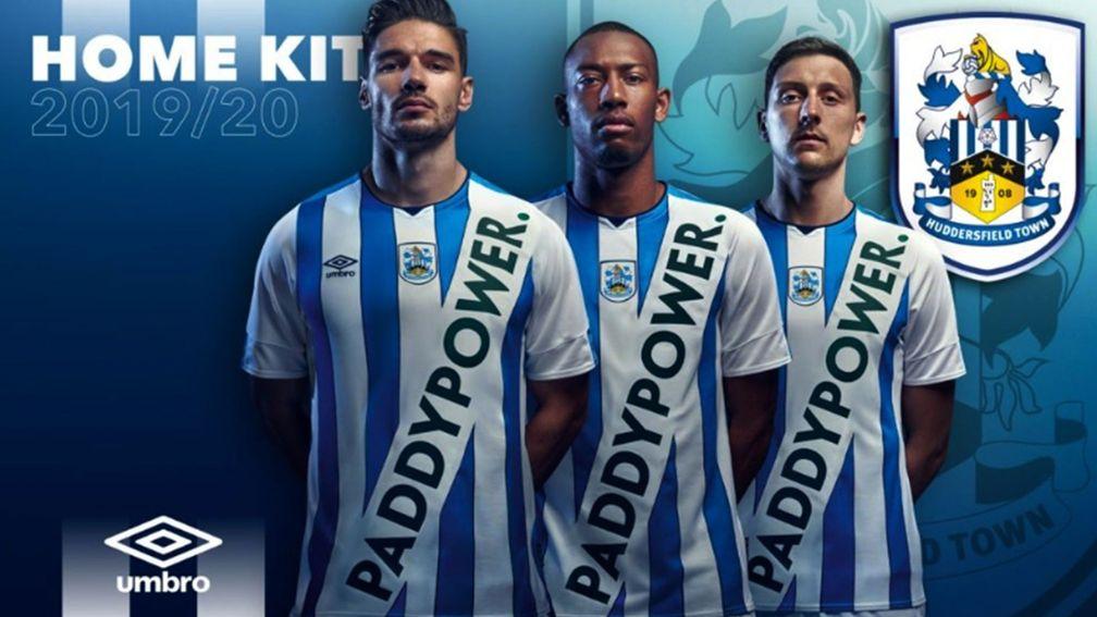 Huddersfield's new kit, sponsored by Paddy Power