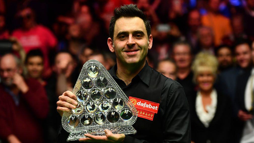 Seven-times Masters winner Ronnie O'Sullivan with the Paul Hunter Trophy