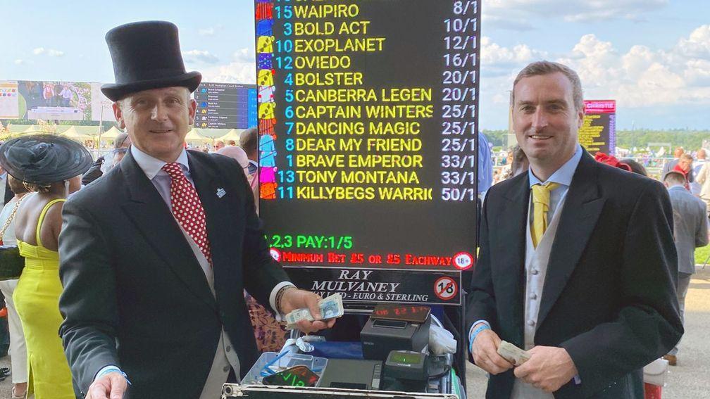 Ray Mulvany (left) and Eoghan Fitzgerald standing at pitch one in the Royal Ascot betting ring