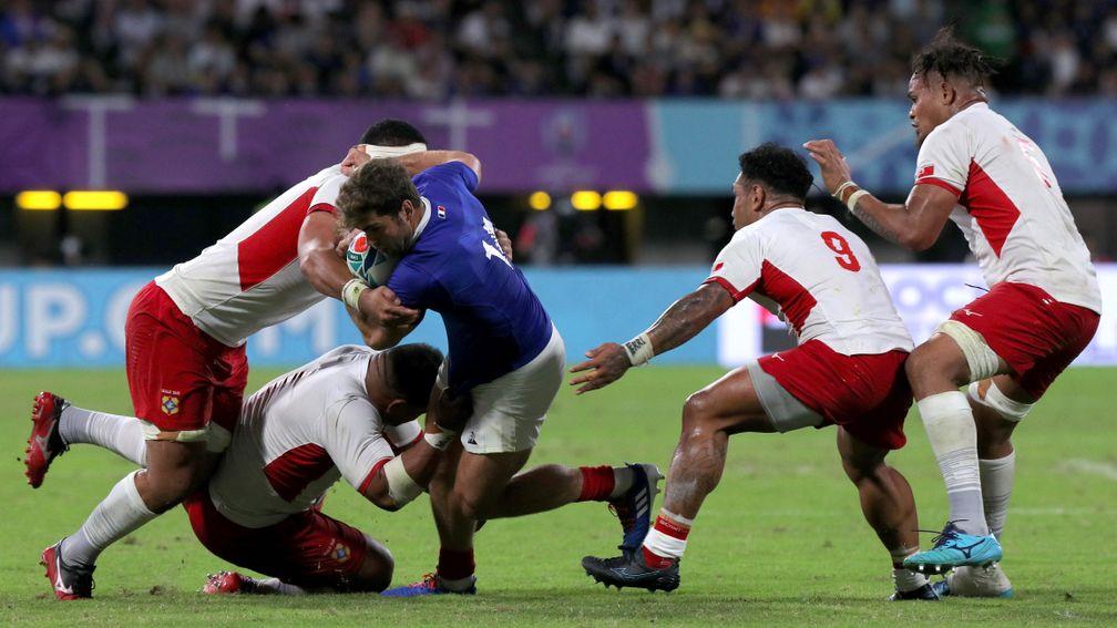 France's Damian Penaud takes on Tonga