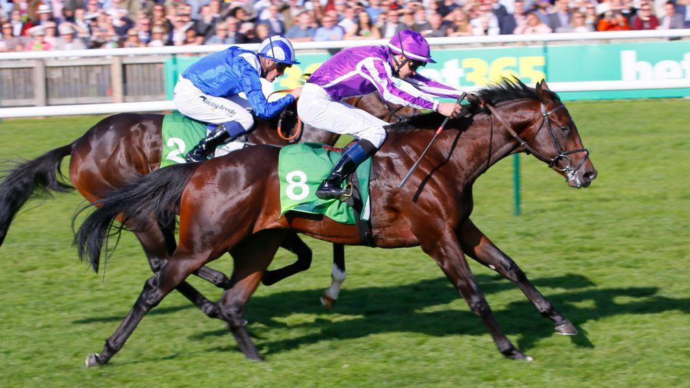 Ten Sovereigns (near) gets the better of Jash in the Juddmonte Middle Park Stakes at Newmarket