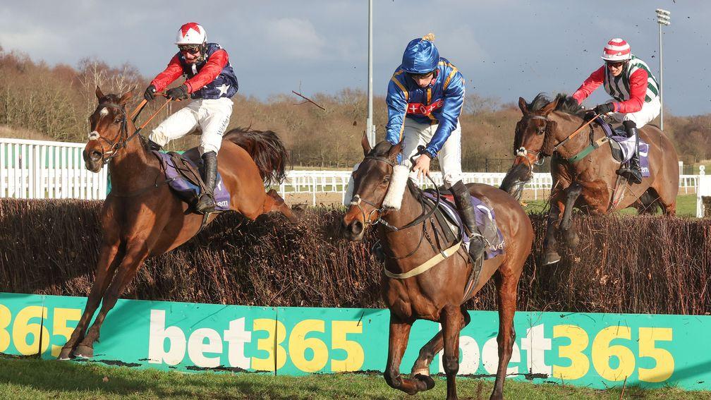 Kitty's Light (left) on his way to a "deserved" success in the Eider Chase