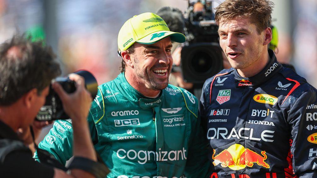 Max Verstappen (right) pipped Fernando Alonso to pole position in Monaco
