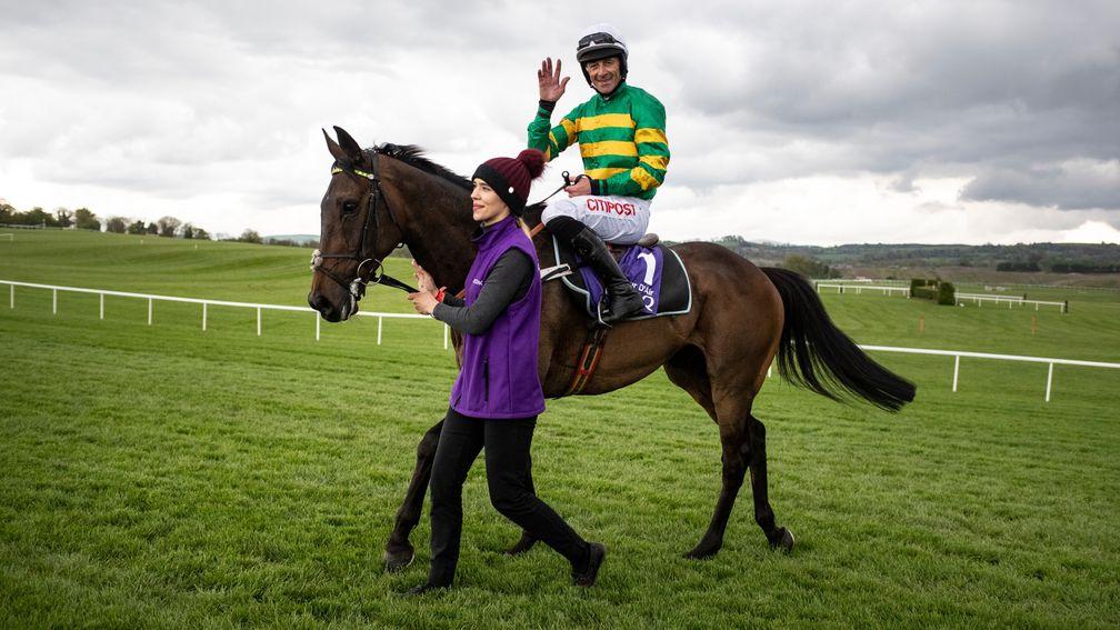 Buveur D'Air and Davy Russell after winning the Punchestown Champion Hurdle
