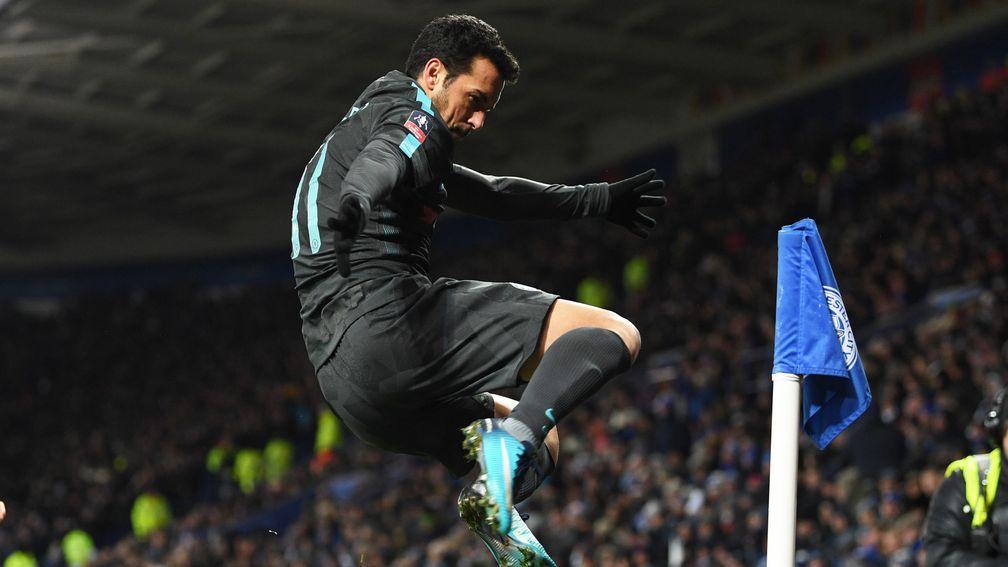 Pedro celebrates his winner for Chelsea