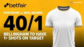Jude Bellingham betting offer: get enhanced odds of 40-1 for Bellingham to have 1+ shots on target in the Borussia Dortmund vs Real Madrid Champions League final