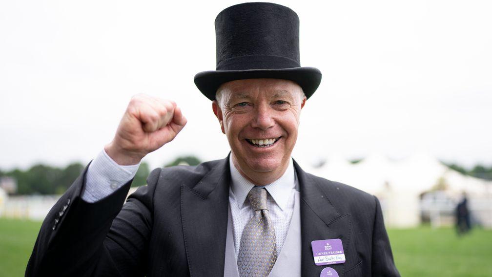 A delighted Karl Burke  after Holloway Boy's shock win in the CheshamRoyal Ascot 18.6.22 Pic: Edward Whitaker