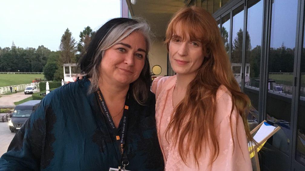 Emma Banks (left) with Florence Welch of Florence and the Machine