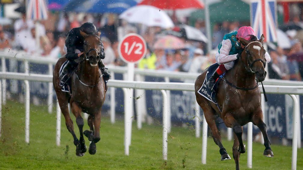 �Rhododendron (left): Auguste Rodin's dam finished a gallant second to the brilliant Enable in the 2017 Oaks at Epsom
