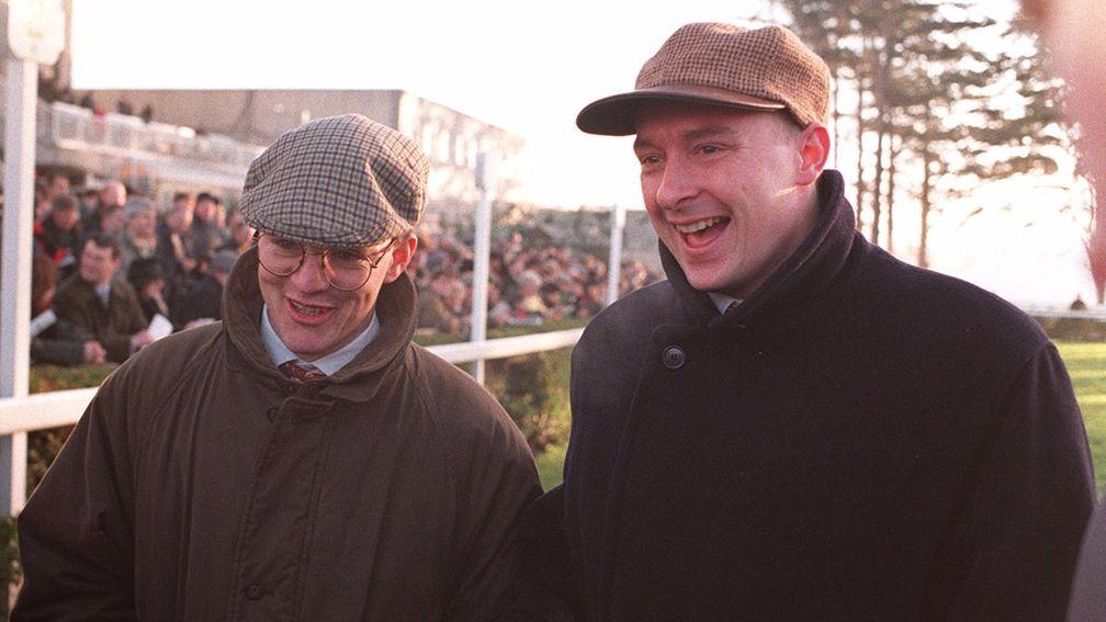 John Durkan (right) with Aidan O'Brien at Fairyhouse after Istabraq had won the Hatton's Grace Hurdle in November 1997