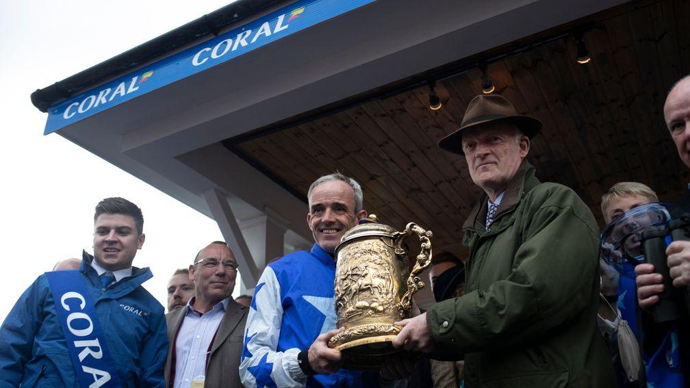 Ruby Walsh and Willie Mullins lift the Punchestown Gold Cup – their final winner together