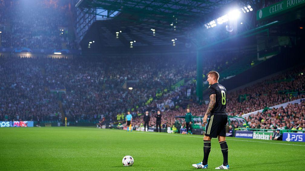 Toni Kroos of Real Madrid in action at Celtic Park