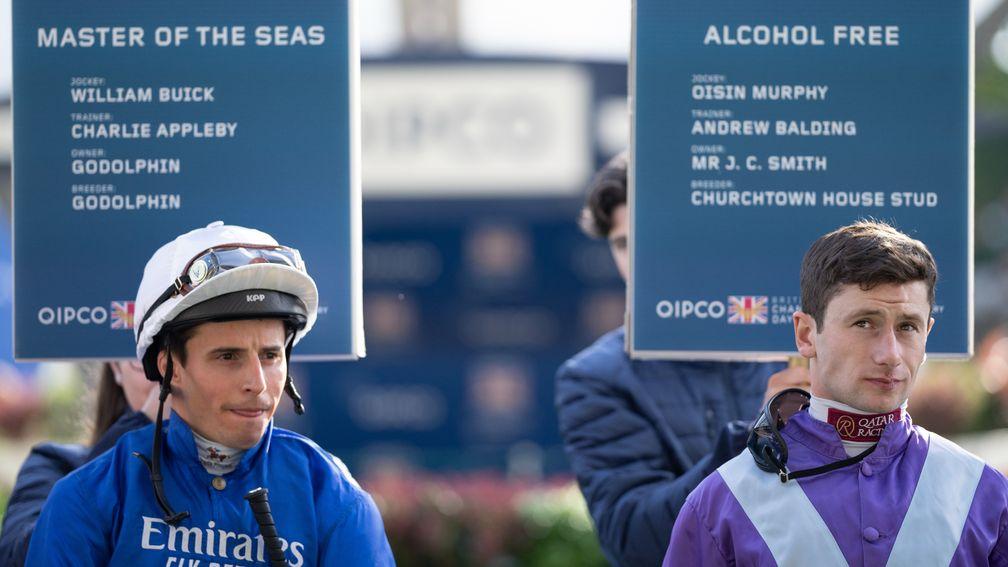 William Buick (left) is the 1-2 favourite to succeed Oisin Murphy (right) as Britain's champion Flat jockey