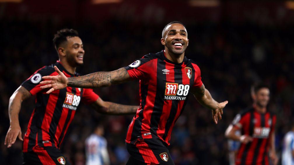 Callum Wilson enjoys his hat-trick goal and Bournemouth's fourth against Huddersfield
