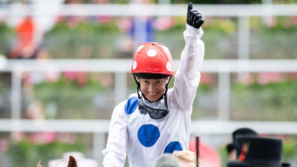 Hayley Turner gives the thumbs up as she returns on Thanks Be