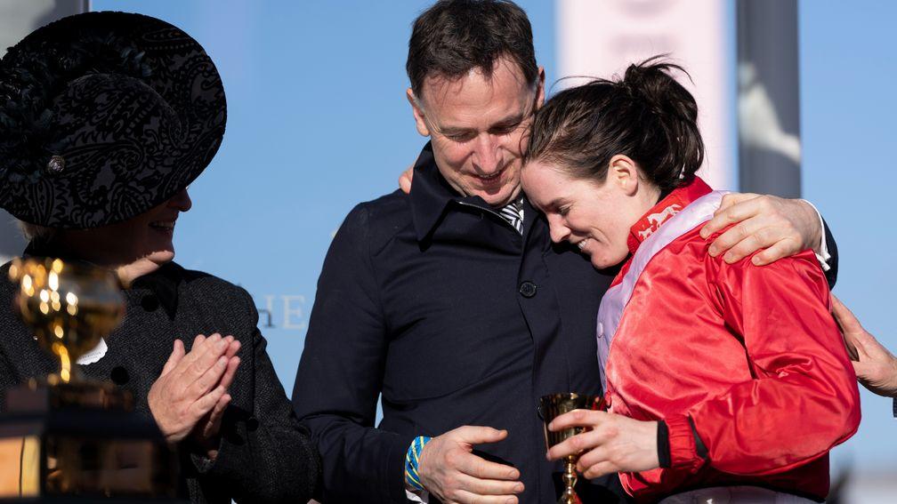 Henry de Bromhead and Rachael Blackmore celebrate A Plus Tard's victory