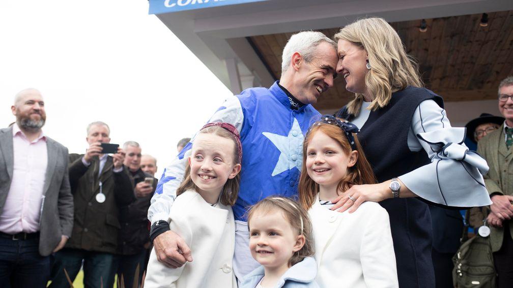 Legendary jockey Ruby Walsh with his family after his retirement announcement in 2019