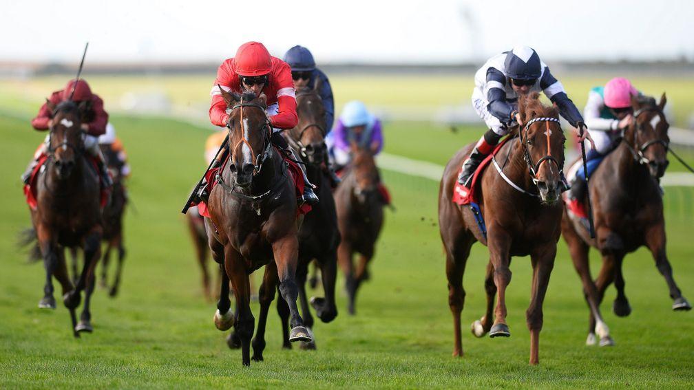 Tiggy Wiggy on her way to victory in the 2014 edition of the Cheveley Park Stakes