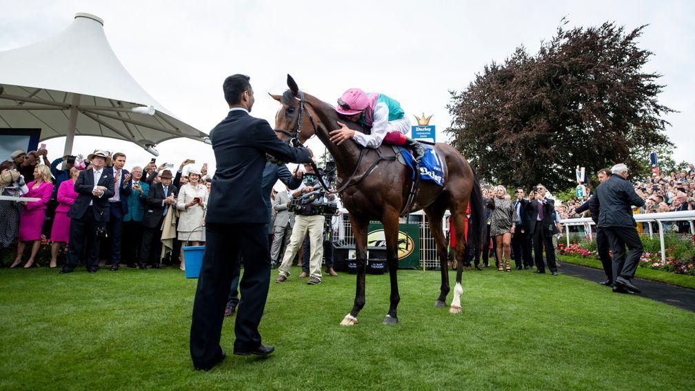 Enable (Frankie Dettori) in the winners enclosure after the Yorkshire OaksYork 22.8.19 Pic: Edward Whitaker
