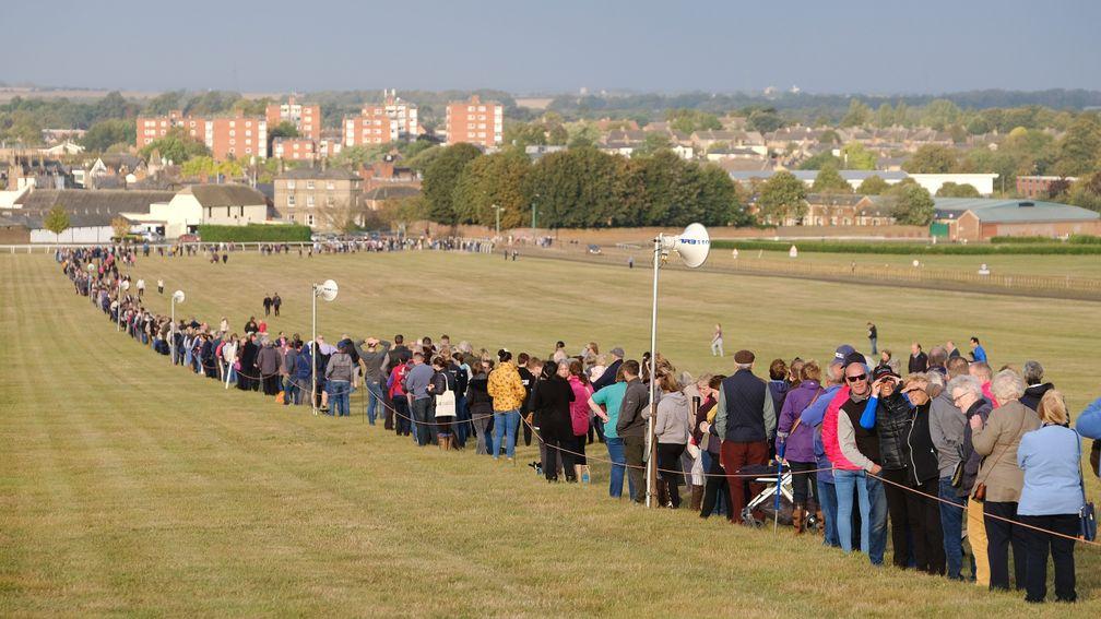 Crowds gather on the gallops during the Open Weekend in 2019
