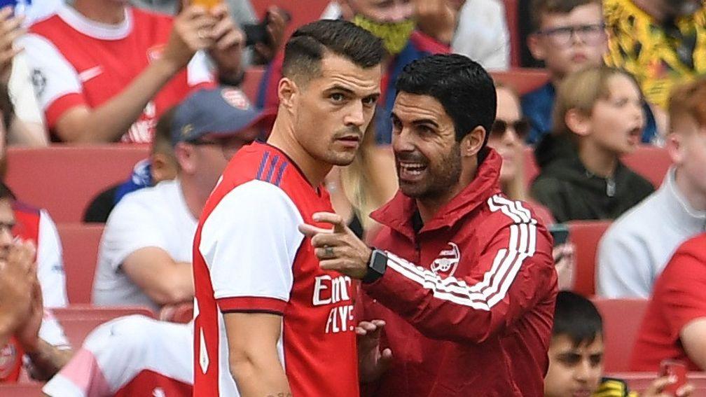 Granit Xhaka (left) got forward to good effect in Arsenal's win over Leicester