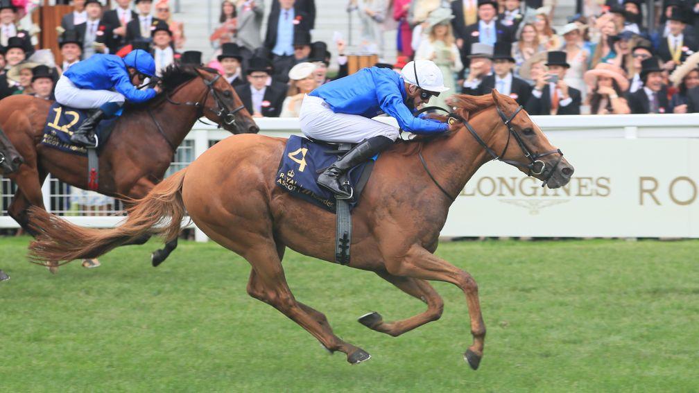 Creative Force completed a four-timer when landing the Jersey Stakes at Royal Ascot