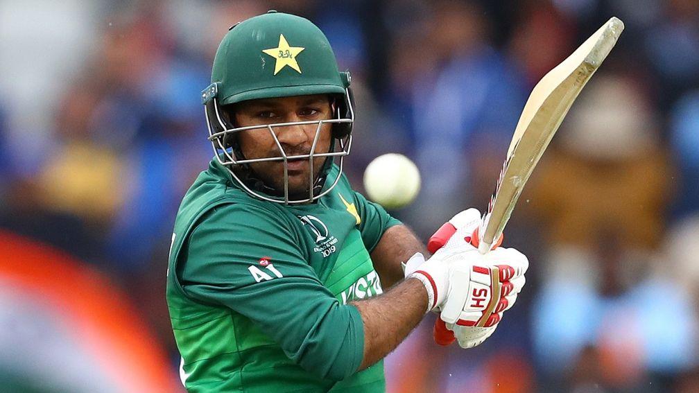 Pakistan captain Sarfaraz Ahmed in action against India