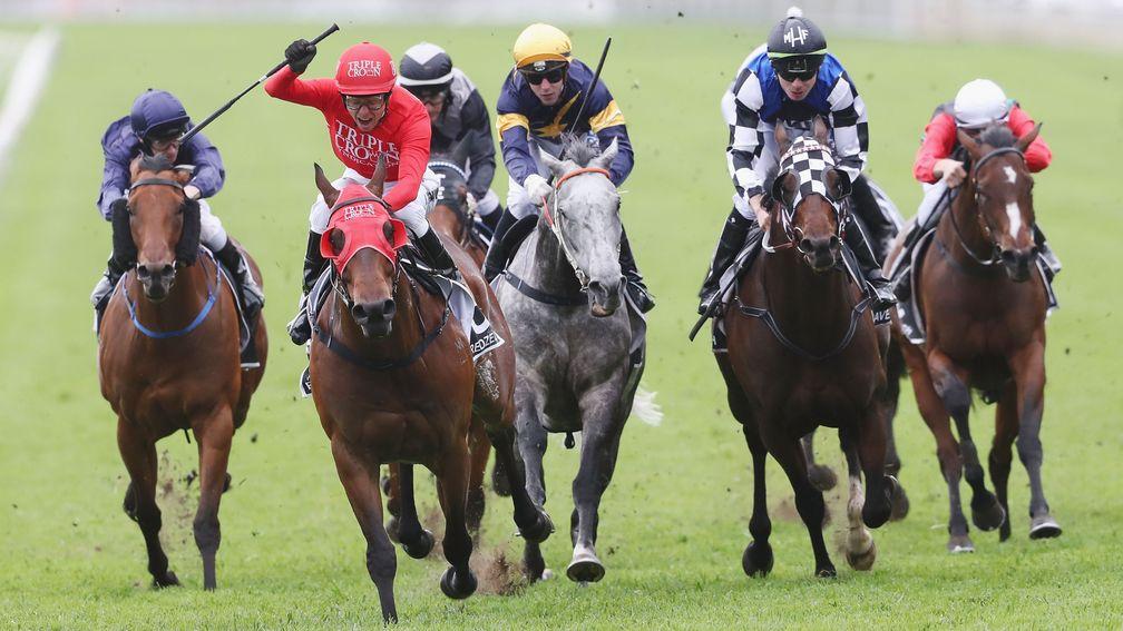 Redzel (second left) wins the inaugural running of The Everest last year