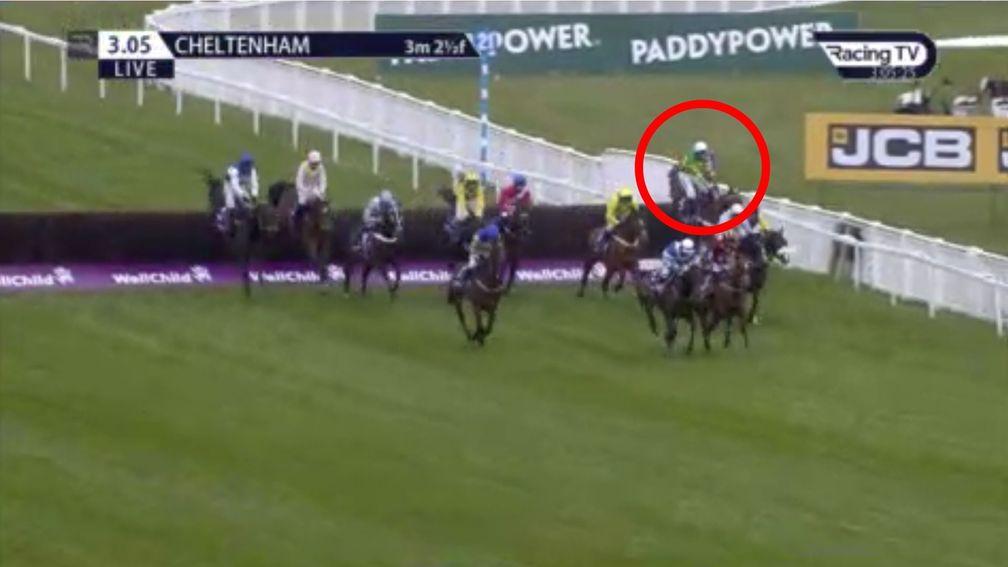 Champ makes an error at the first fence that set the tone for his below-par Gold Cup run