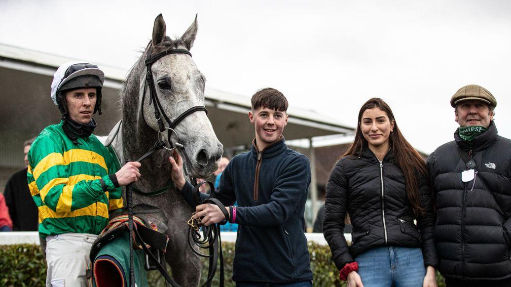 Champagne Platinum (Mark Walsh) with connections after his win at Navan