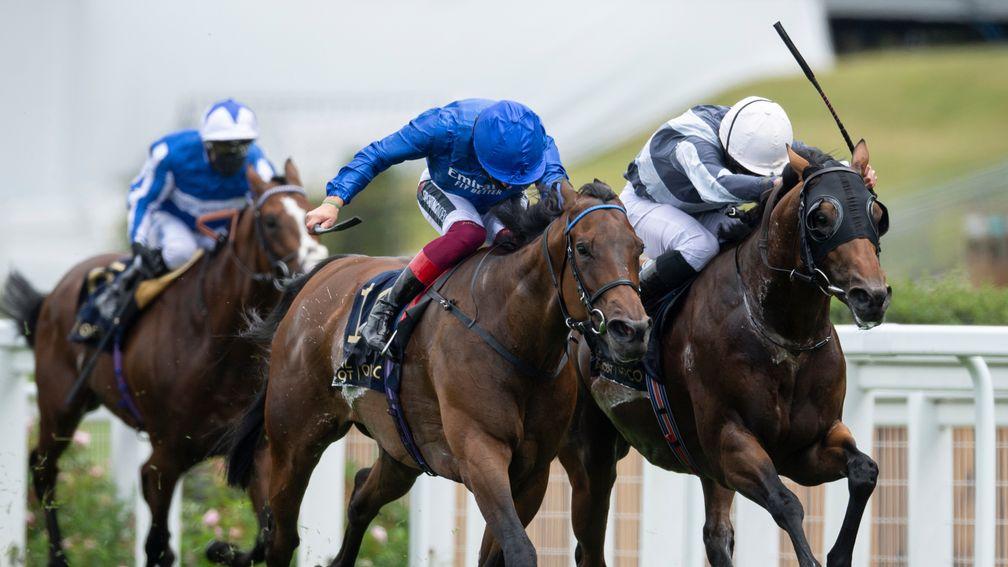 Circus Maximus (Ryan Moore right) beats Terebellum (Frankie Dettori) in the Queen Anne StakesAscot 16.6.20 Pic: Edward Whitaker/ Racing Post