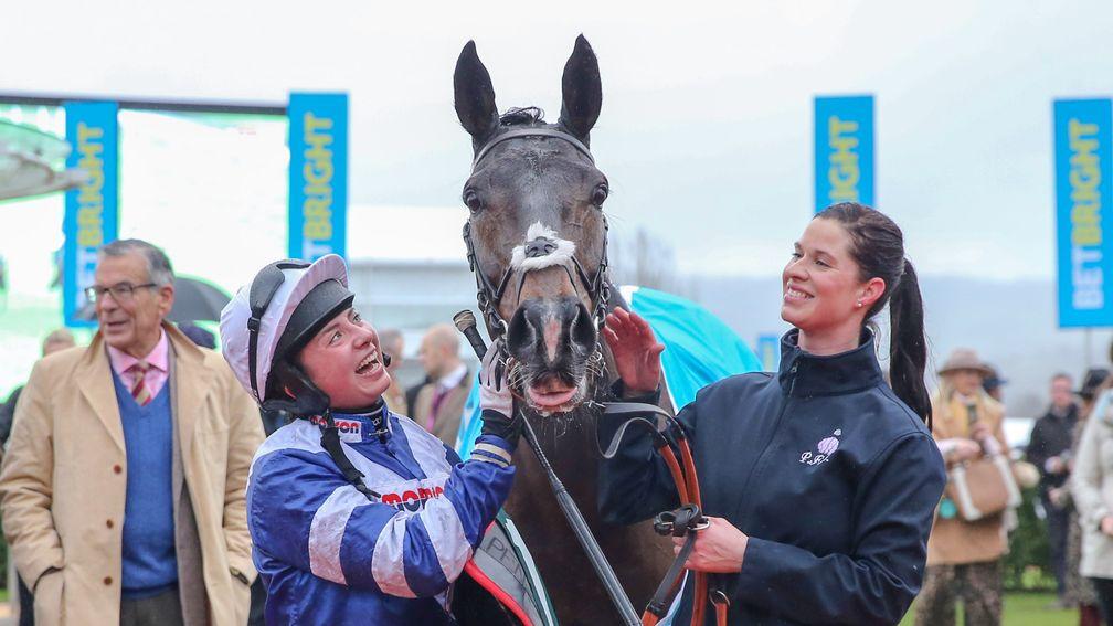 Bryony Frost and Frodon are the centre of attention in the winner's enclosure