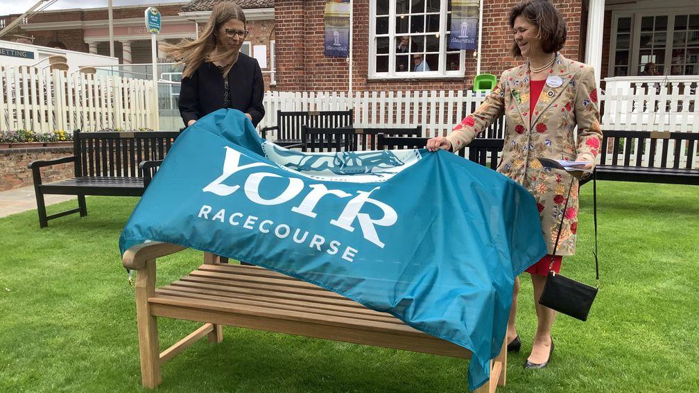 A memorial bench for Yorkshire Post racing correspondent Tom Richmond, who died earlier this year, was unveiled at York by his sister Lizzie (left) and course chair Bridget Guerin