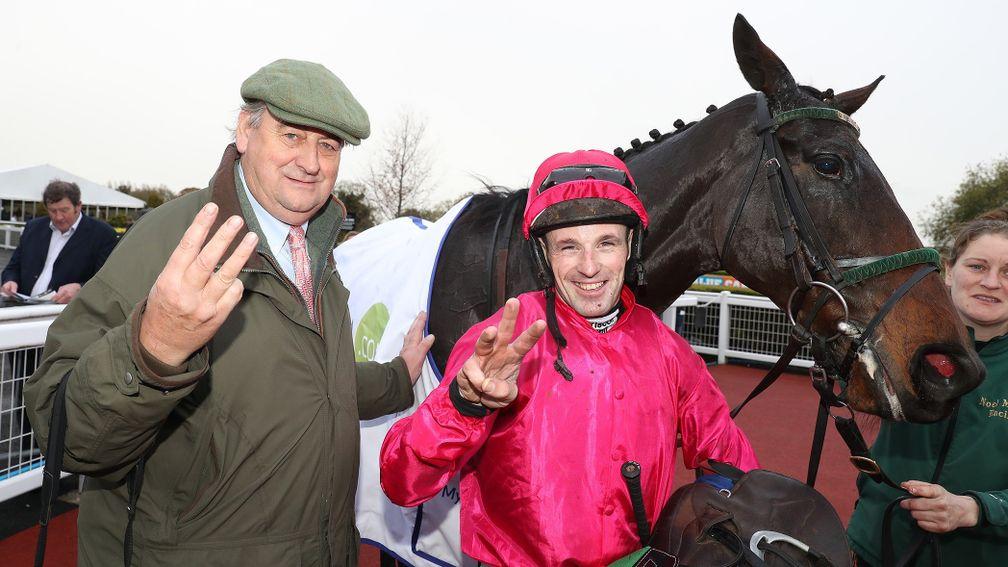 Three-timer: Noel Meade and Sean Flanagan secured a treble at Down Royal with the success of Snow Falcon