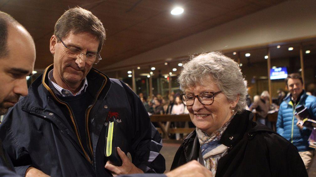 Chris and Annie Richardson in purchasing mode at Fasig-Tipton