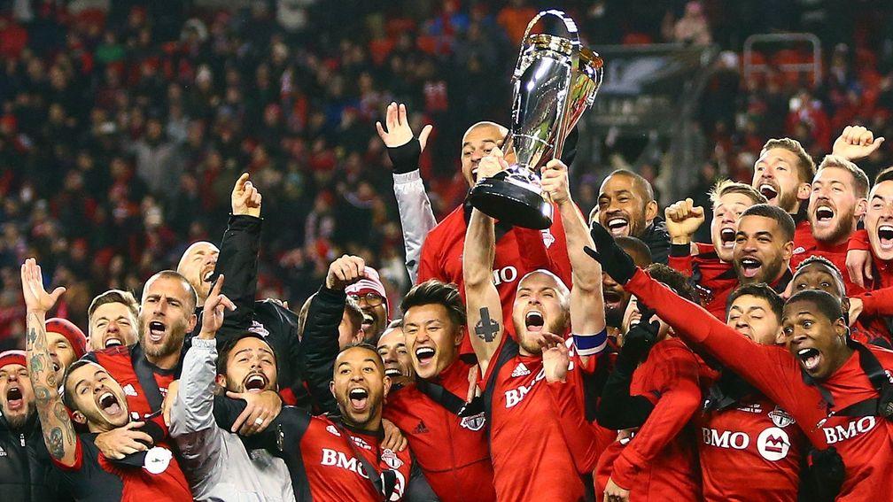 Michael Bradley lifts the MLS Cup for Toronto FC