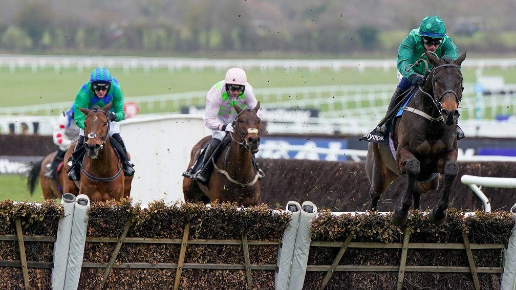 Impaire Et Passe clears the last under Paul Townend to win the Ballymore Novices' Hurdle
