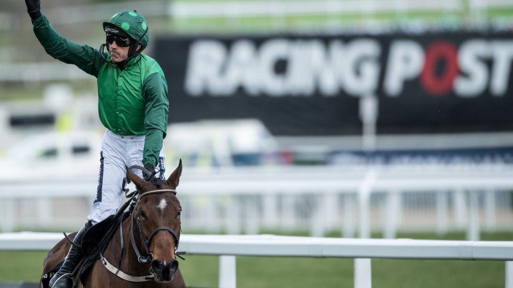 Ruby Walsh celebrates after Footpad's Racing Post Arkle victory