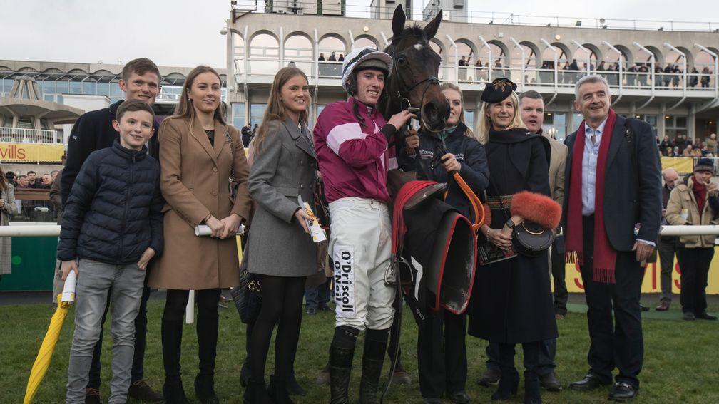 Apple's Jade and Jack Kennedy with trainer Gordon Elliott (second right) and owner Michael O'Leary (right)