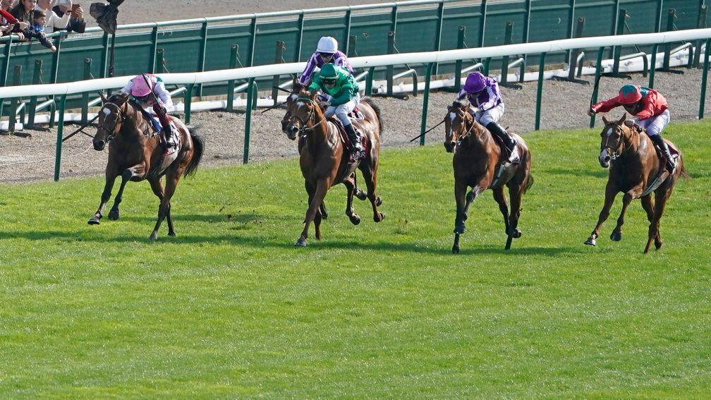 The French handicappers rated the race around Japan (purple silks)