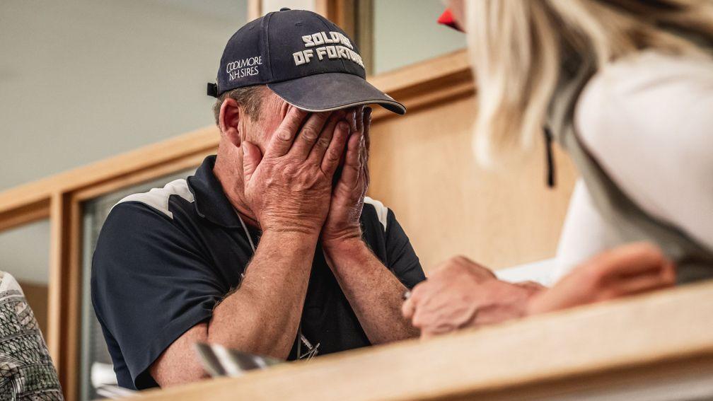 Paurick O'Connor is overcome with emotion after his Primoz sold to Lucinda Russell for £150,000