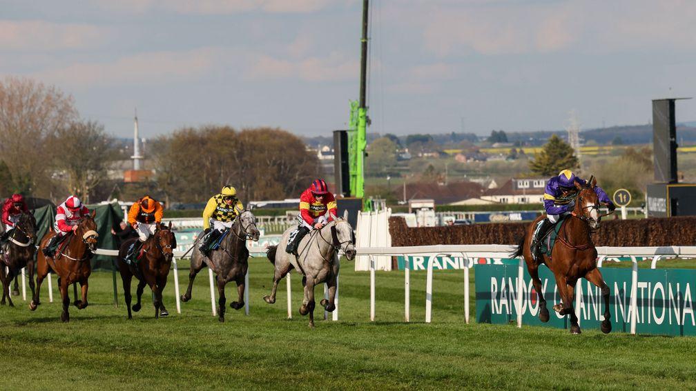 Noble Yeats and Sean Bowen give chase to Corach Rambler in the Grand National