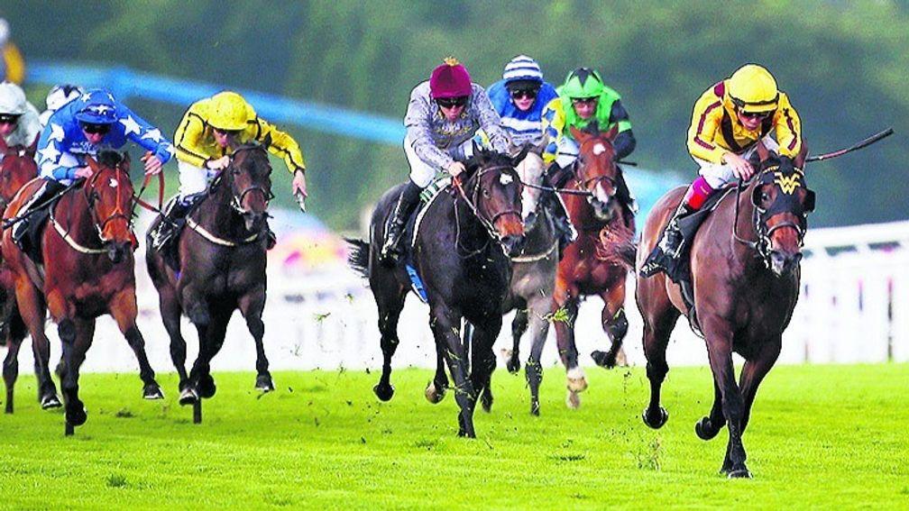 ASCOT, ENGLAND - JUNE 15:  Frankie Dettori riding Lady Aurelia leads the field home to win the Queen Mary Stakes on day 2 of Royal Ascot at Ascot Racecourse on June 15, 2016 in Ascot, England.  (Photo by Charlie Crowhurst/Getty Images for Ascot Racecourse