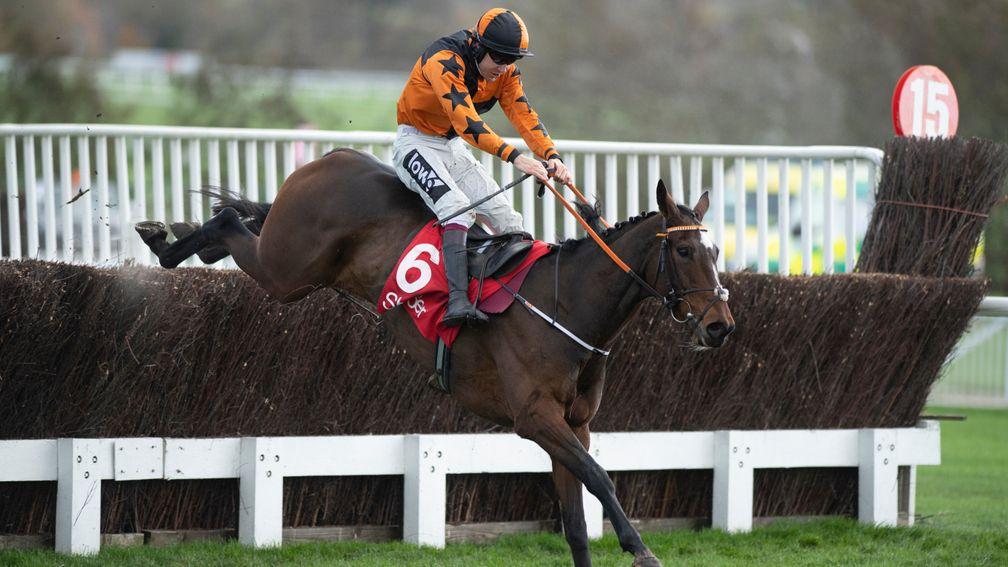 Put The Kettle On clears the second-last on the way to victory at Cheltenham on Sunday
