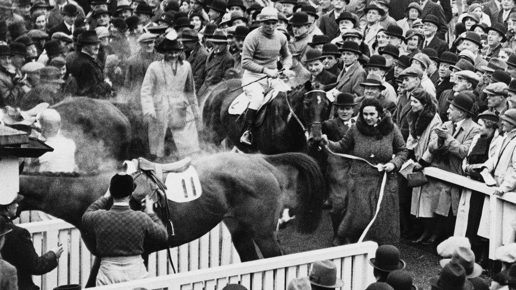 Golden Miller and Gerry Wilson return in triumph after the 1934 Gold Cup
