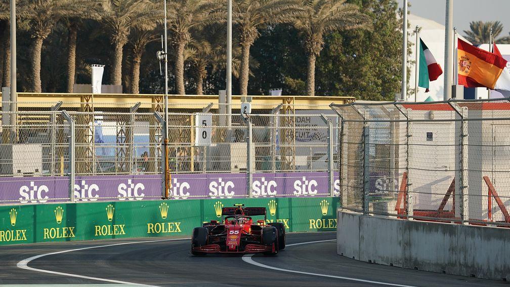 Carlos Sainz during practice ahead of the F1 Grand Prix of Saudi Arabia at Jeddah Corniche Circuit