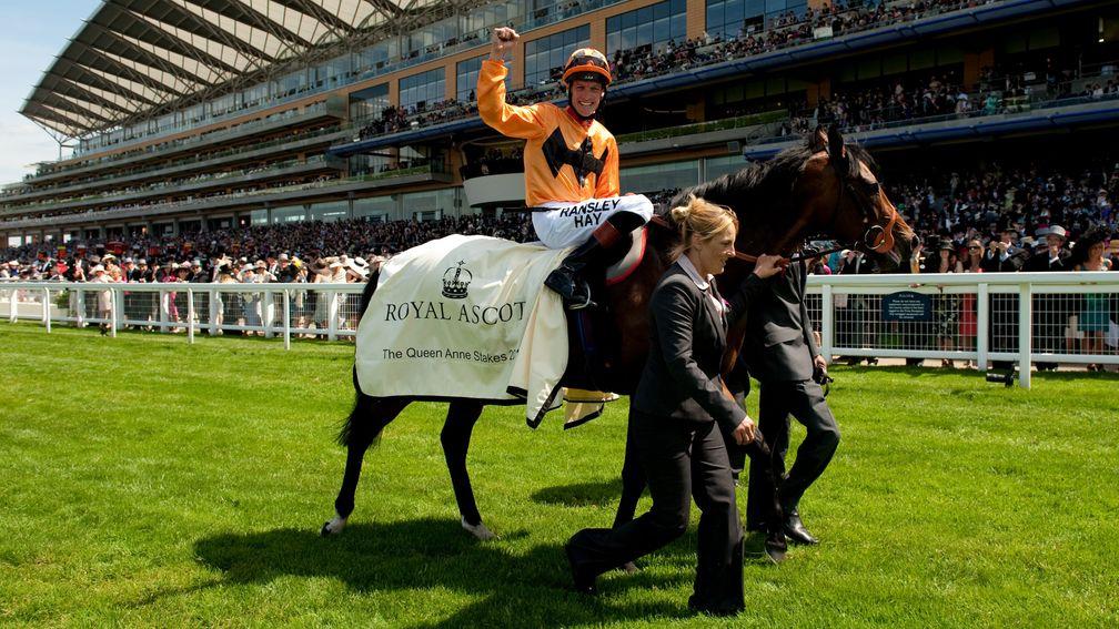 Richard Hughes salutes Canford Cliffs's Royal Ascot hat-trick after the 2011 Queen Anne